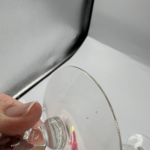 Vintage Clear Etched Champagne Wine Glasses Floral Flower Set 2 MCM Midcentury - Picture 6 of 12